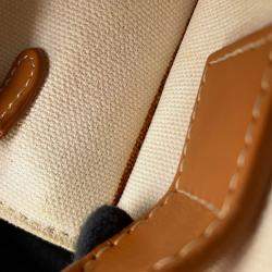 Pre Owned Celine Vertical Cabas 2-Way Tote Natural/Tan Canvas Leather Size Mini