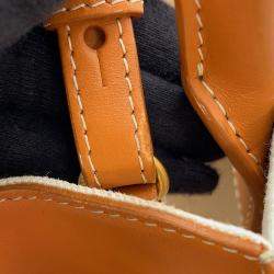 Pre Owned Celine Vertical Cabas 2-Way Tote Natural/Tan Canvas Leather Size Mini