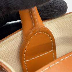 Pre Owned Celine Vertical Cabas 2-Way Tote Natural/Tan Canvas Leather Size Mini