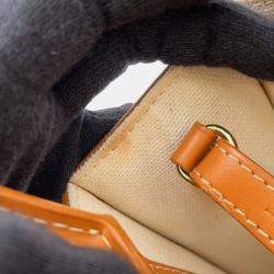 Pre Owned Celine Vertical Cabas 2-Way Tote Natural/Tan Canvas Leather Size Mini