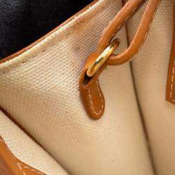 Pre Owned Celine Vertical Cabas 2-Way Tote Natural/Tan Canvas Leather Size Mini