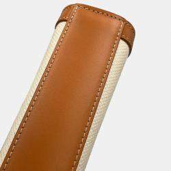 Pre Owned Celine Vertical Cabas 2-Way Tote Natural/Tan Canvas Leather Size Mini