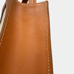 Pre Owned Celine Vertical Cabas 2-Way Tote Natural/Tan Canvas Leather Size Mini