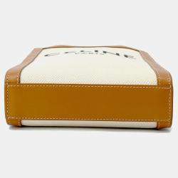 Pre Owned Celine Vertical Cabas 2-Way Tote Natural/Tan Canvas Leather Size Mini