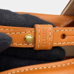 Pre Owned Celine Vertical Cabas 2-Way Tote Natural/Tan Canvas Leather Size Mini