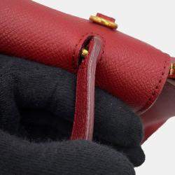 Pre Owned Celine Belt Bag Burgundy Leather Size Nano