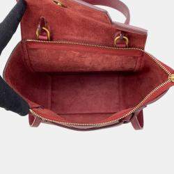 Pre Owned Celine Belt Bag Burgundy Leather Size Nano