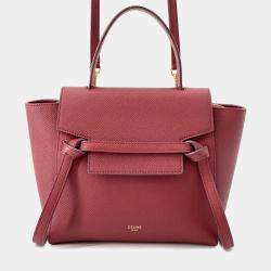 Pre Owned Celine Belt Bag Burgundy Leather Size Nano