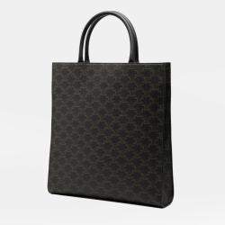 Pre Owned Celine Brown Medium Triomphe Coated Canvas Vertical Cabas Tote