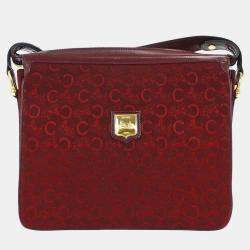 Pre Owned Celine Bordeaux C Macadam Shoulder Bag