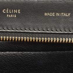 Pre Owned Celine Trapeze Large Black Croc Embossed Leather and Suede Top Handle Bag