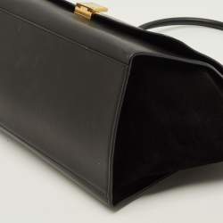 Pre Owned Celine Trapeze Large Black Croc Embossed Leather and Suede Top Handle Bag