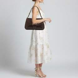 Pre Owned Celine Brown Leather Vintage Shoulder Bag