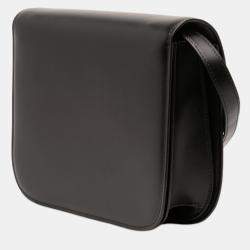 Pre Owned حقيبة صندوق كلاسيك سيلين جلد عجل أسود متوسط الحجم