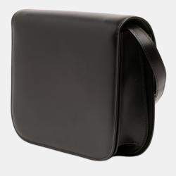 Pre Owned علبة كلاسيكية سيليين جلد عجل أسود متوسط