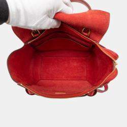 مملوكة مسبقًا حقيبة حزام سيلين جلد عجل محبب صغير أحمر