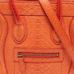 Pre Owned Celine Luggage Nano Orange Python Tote