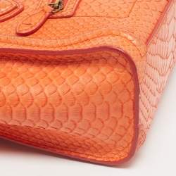 Pre Owned Celine Luggage Nano Orange Python Tote