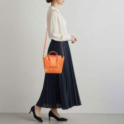 Pre Owned Celine Luggage Nano Orange Python Tote