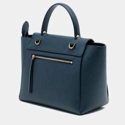 Pre Owned حقيبة حزام سيليين جلد العجل المحبب الأزرق المصغر