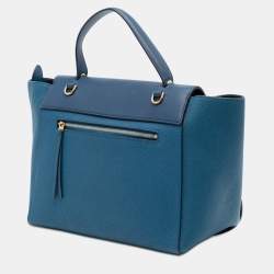 Pre Owned Celine Blue Mini Grained and Smooth Calfskin Belt Bag