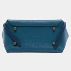 Pre Owned Celine Blue Mini Grained and Smooth Calfskin Belt Bag