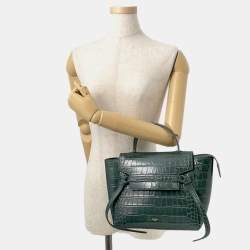 Pre Owned حقيبة سيلين حزام جلد أمازون بنقشة تمساح بحجم مايكرو