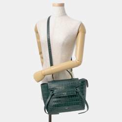 Pre Owned حقيبة سيلين حزام جلد أمازون بنقشة تمساح بحجم مايكرو