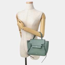 Pre Owned Celine Belt Bag Green Leather Size Nano