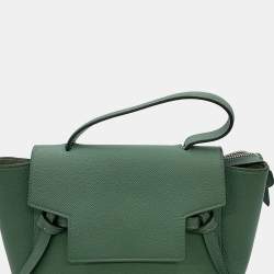 Pre Owned Celine Belt Bag Green Leather Size Nano