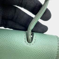 Pre Owned Celine Belt Bag Green Leather Size Nano