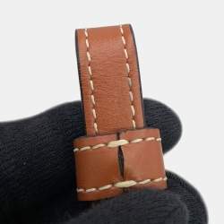 Pre Owned Celine Triomphe Vertical Cabas Mini Tan Triomphe Canvas Calfskin Leather Tote Bag