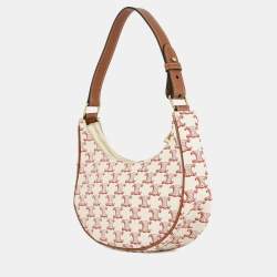 مملوكة مسبقًا حقيبة كتف واحدة سيلين آفا تريومف بي في سي جلد عاجي/أحمر