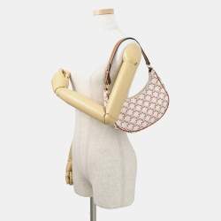 مملوكة مسبقًا حقيبة كتف واحدة سيلين آفا تريومف بي في سي جلد عاجي/أحمر