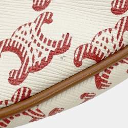 مملوكة مسبقًا حقيبة كتف واحدة سيلين آفا تريومف بي في سي جلد عاجي/أحمر