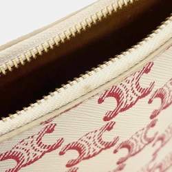 مملوكة مسبقًا حقيبة كتف واحدة سيلين آفا تريومف بي في سي جلد عاجي/أحمر