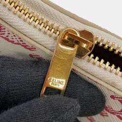 مملوكة مسبقًا حقيبة كتف واحدة سيلين آفا تريومف بي في سي جلد عاجي/أحمر