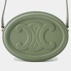 مملوكة مسبقًا Celine Oval Purse Shoulder Bag Khaki Leather