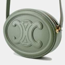 مملوكة مسبقًا Celine Oval Purse Shoulder Bag Khaki Leather