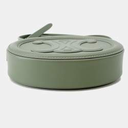 مملوكة مسبقًا Celine Oval Purse Shoulder Bag Khaki Leather
