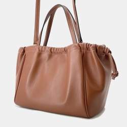 مملوكة مسبقًا Celine Cuir Triomphe Cabas Drawstring Tan Leather Size Small