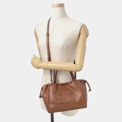 مملوكة مسبقًا Celine Cuir Triomphe Cabas Drawstring Tan Leather Size Small