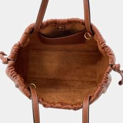 مملوكة مسبقًا Celine Cuir Triomphe Cabas Drawstring Tan Leather Size Small