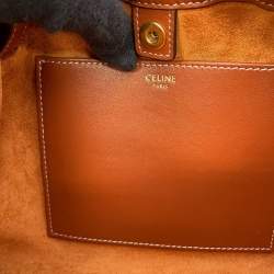 مملوكة مسبقًا Celine Cuir Triomphe Cabas Drawstring Tan Leather Size Small