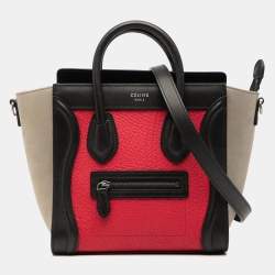 Pre Owned حقيبة سيليـن نانو حمراء متعددة الألوان من جلد نوبوك وجلد العجل للسفر