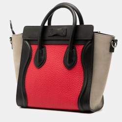 Pre Owned حقيبة سيليـن نانو حمراء متعددة الألوان من جلد نوبوك وجلد العجل للسفر