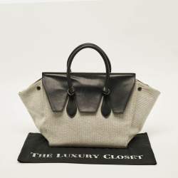 Pre Owned Celine Tie Small Black/Natural Canvas and Leather Tote