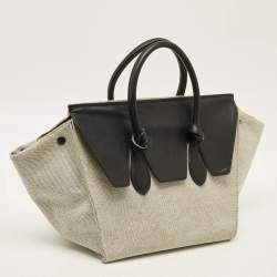Pre Owned Celine Tie Small Black/Natural Canvas and Leather Tote