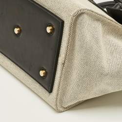 Pre Owned Celine Tie Small Black/Natural Canvas and Leather Tote