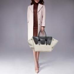 Pre Owned Celine Tie Small Black/Natural Canvas and Leather Tote